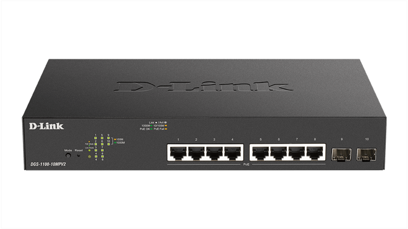 D-Link 10-Port Gigabit Smart Managed Max PoE Switch, Smart 10 Port Smart Switch With PoE EU