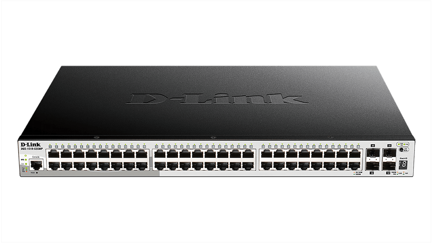 D-Link 52-Port Gigabit Stackable Smart Managed Max PoE Switch with 10G Uplinks, Smart 52 Port Smart Switch With PoE EU