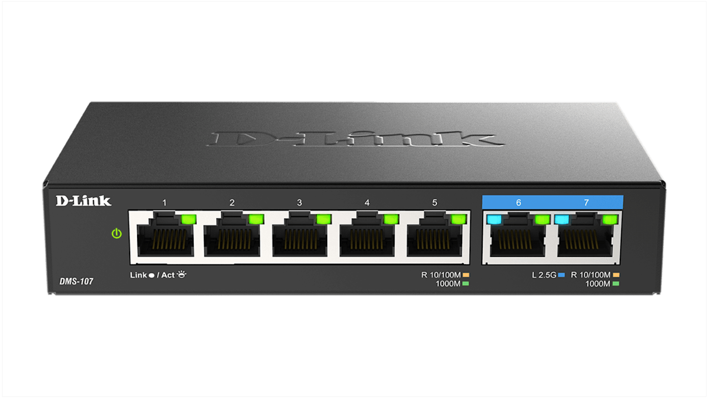 D-Link 7-Port Multi-Gigabit Unmanaged Switch, Unmanaged 7 Port Network Switch, EU