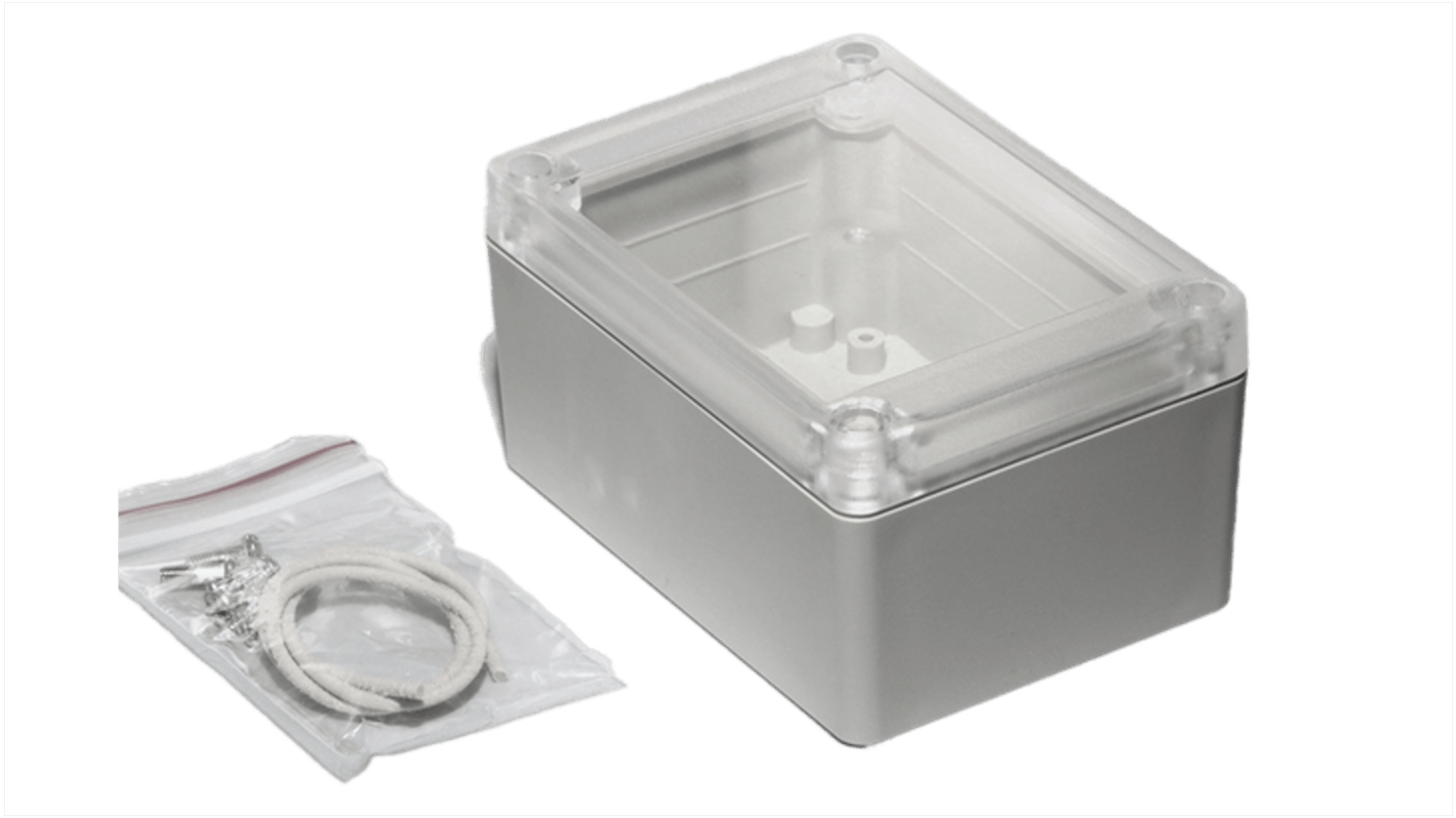 Hammond RP Series Light Grey ABS General Purpose Enclosure, IP65, Clear Lid, 105 x 75 x 55mm