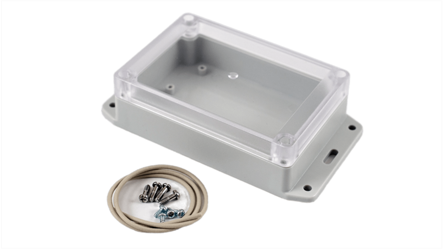 Hammond RP Series Light Grey Polycarbonate General Purpose Enclosure, IP65, Flanged, Clear Lid, 125 x 85 x 40mm