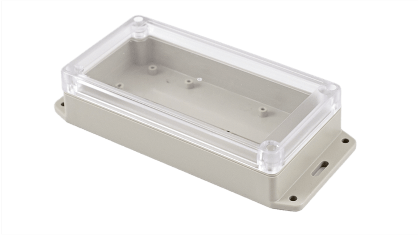 Hammond RP Series Light Grey ABS General Purpose Enclosure, IP65, Flanged, Clear Lid, 165 x 85 x 40mm
