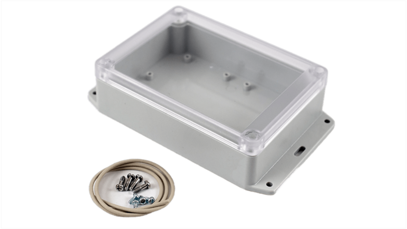 Hammond RP Series Light Grey Polycarbonate General Purpose Enclosure, IP65, Flanged, Clear Lid, 145 x 105 x 40mm