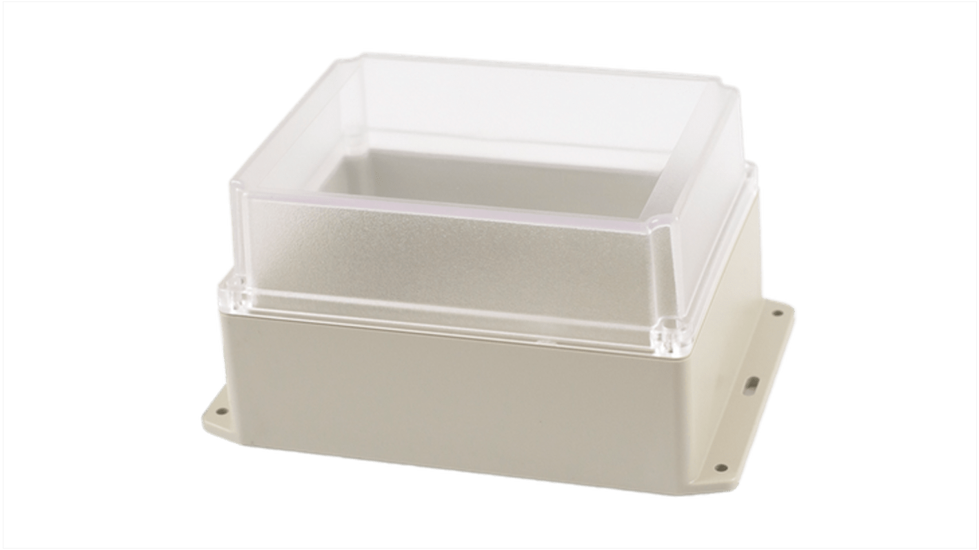 Hammond RP Series Light Grey ABS General Purpose Enclosure, IP65, Flanged, Clear Lid, 186 x 146 x 110mm