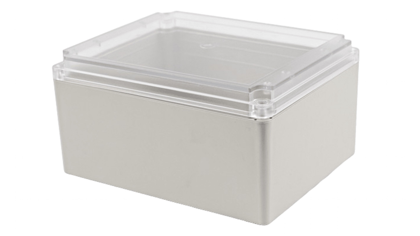 Hammond RP Series Light Grey ABS General Purpose Enclosure, IP65, Clear Lid, 254 x 204 x 130mm