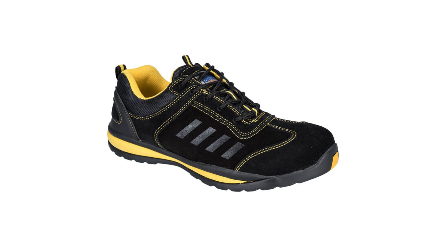 Portwest FW34 Unisex Black, Grey, Yellow Stainless Steel  Toe Capped Safety Trainers, UK 6, EU 39