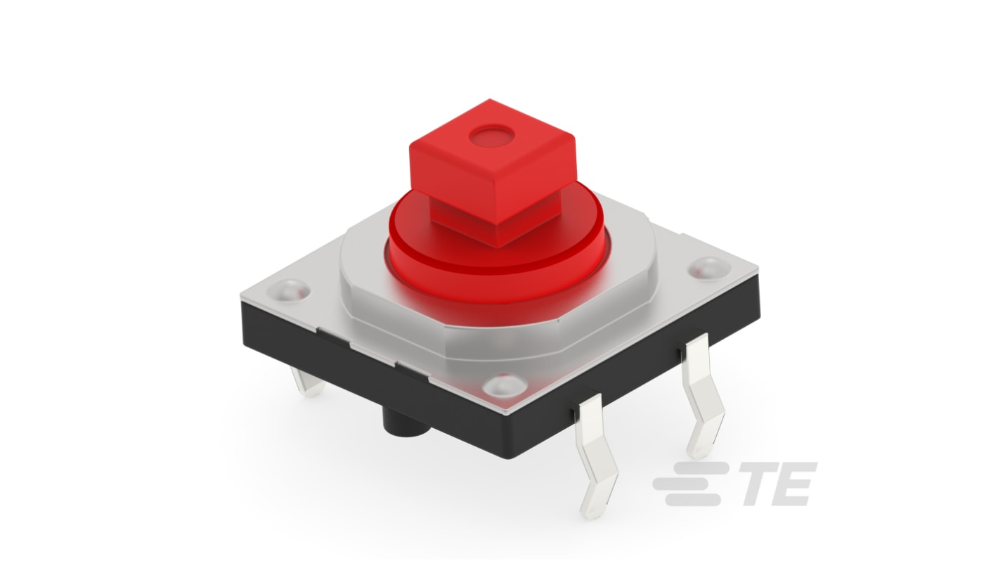 TE Connectivity Red Cap Tactile Switch, SPST 50mA 3mm Through Hole