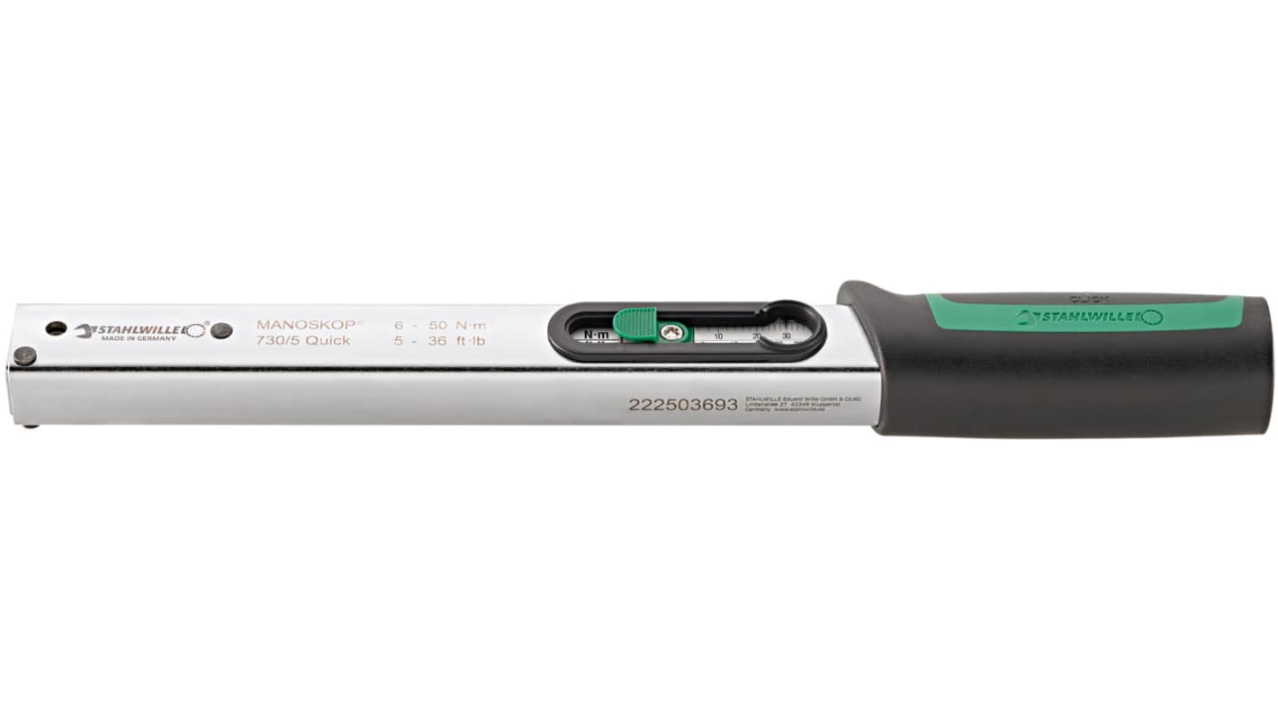 STAHLWILLE 730/5 Quick Click Torque Wrench, 6 → 50Nm, Rectangular Drive, 9 x 12mm Insert