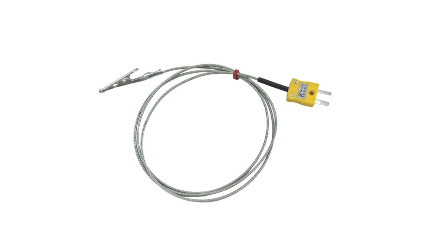 RS PRO Type K Crocodile Clip Thermocouple 1m Length, , -50°C → +250°C