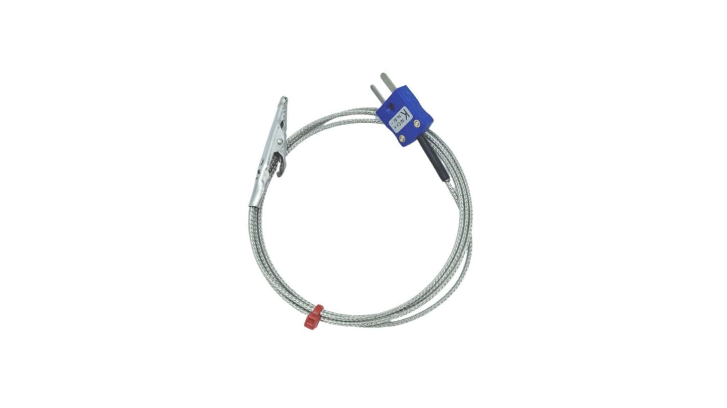 RS PRO Type K Crocodile Clip Thermocouple 1m Length, , -50°C → +250°C