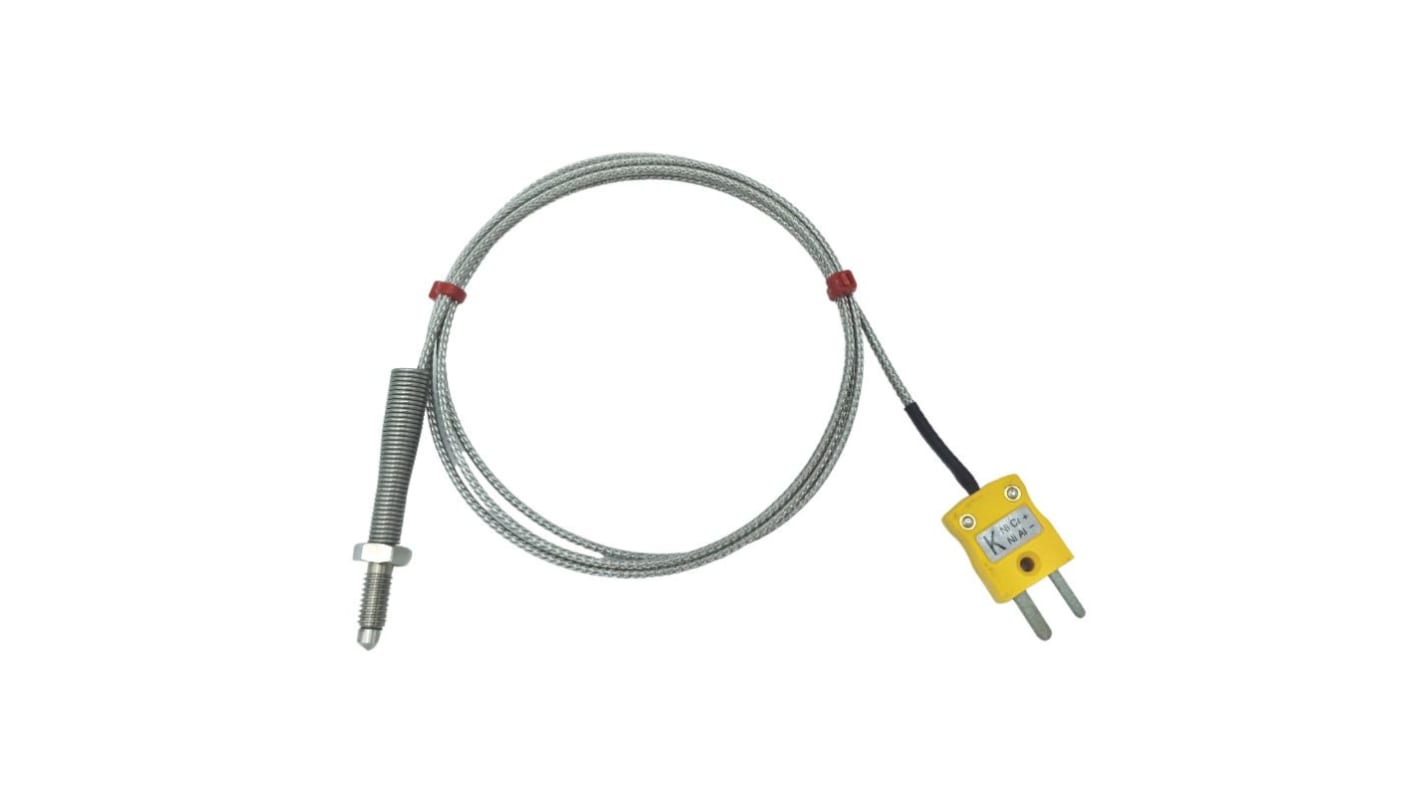 Termopar tipo K RS PRO, Ø sonda M6 x 1mm x 1m, temp. máx +350°C, cable de 1m, conexión , con conector miniatura