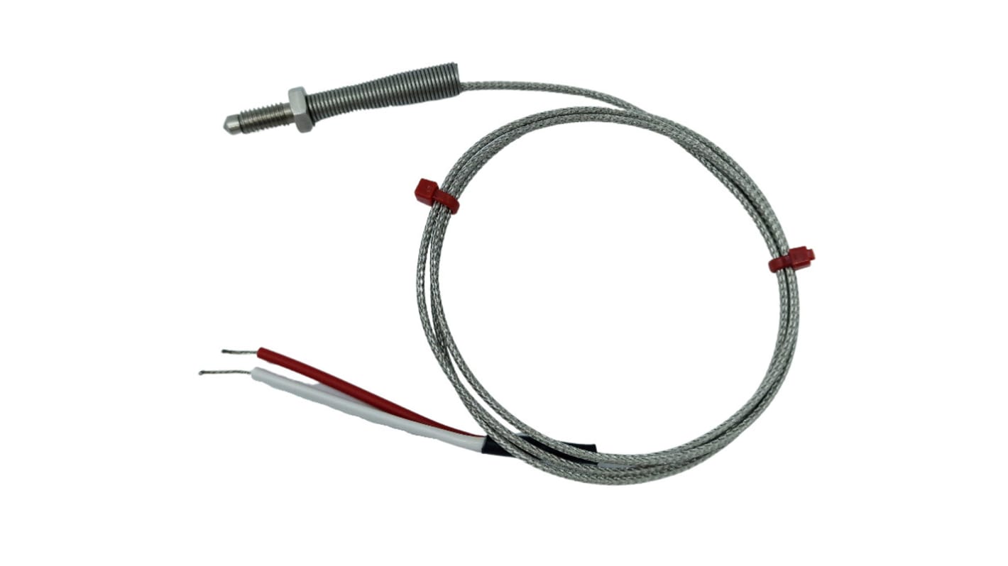 Termopar tipo K RS PRO, Ø sonda M6 x 1mm x 1m, temp. máx +350°C, cable de 1m, conexión Extremo de cable pelado