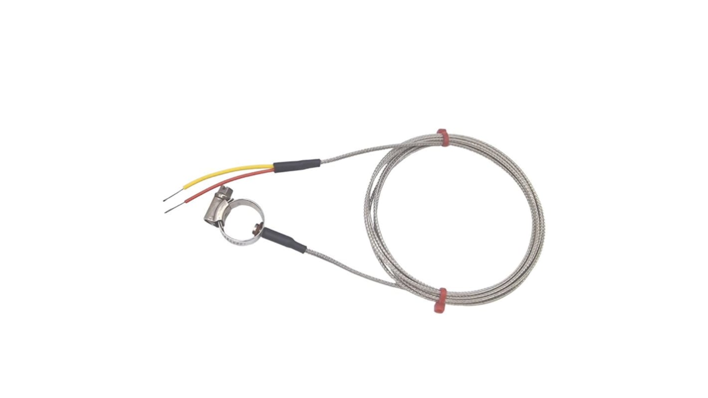 RS PRO Type K Pipe Surface Thermocouple 2m Length, 13-20mm Diameter → +350°C