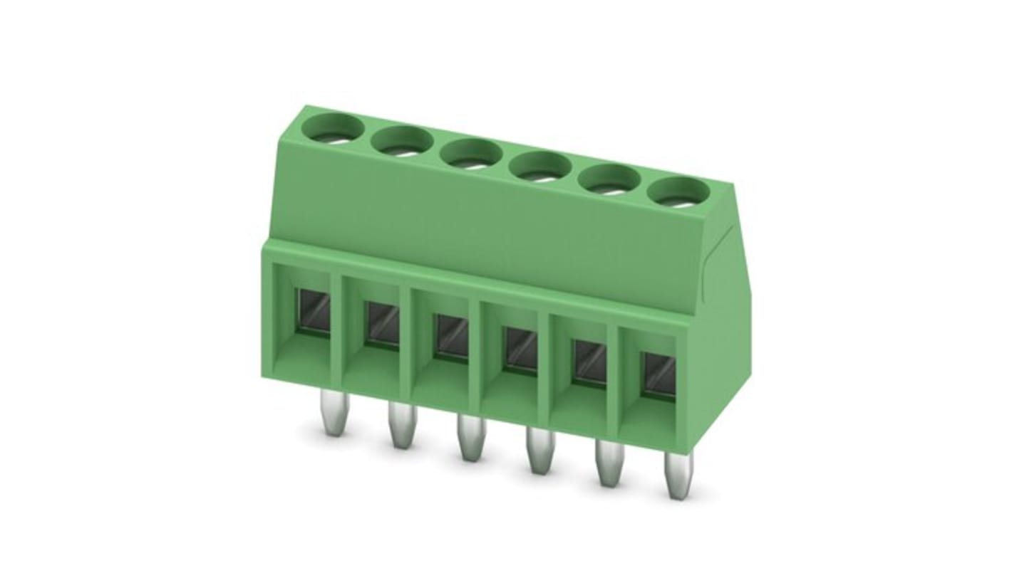 Phoenix Contact MPT Series PCB Terminal Block, 6-Contact, 2.54mm Pitch, PCB Mount, 1-Row, Screw Termination