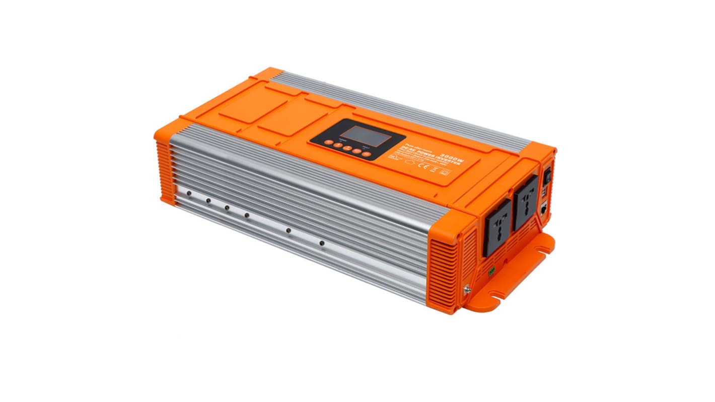 RS PRO Pure Sine Wave 3000W Fixed Installation DC-AC Power Inverter, 24V dc Input, 230V ac Output, No