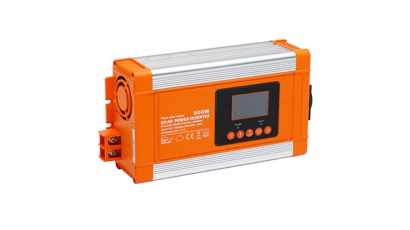 RS PRO 电源逆变器, 12V 直流输入, 500W连续输出功率, 230V 交流输出, 最低温度-20°C