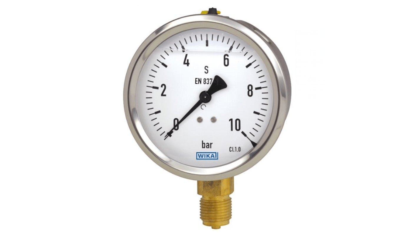 WIKA G 1/2 Analogue Pressure Gauge 2.5bar Back Entry, 12220477, 0bar min.