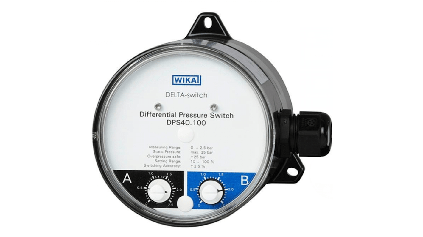 WIKA Pressure Switch, 2 x G 1/4 female 0bar to 1bar