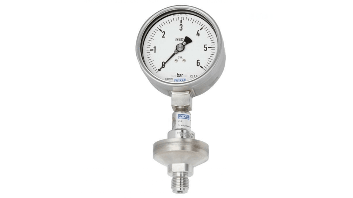 WIKA NPT 1/2 Analogue Pressure Gauge 40bar Bottom Entry 100mm Outside Diameter