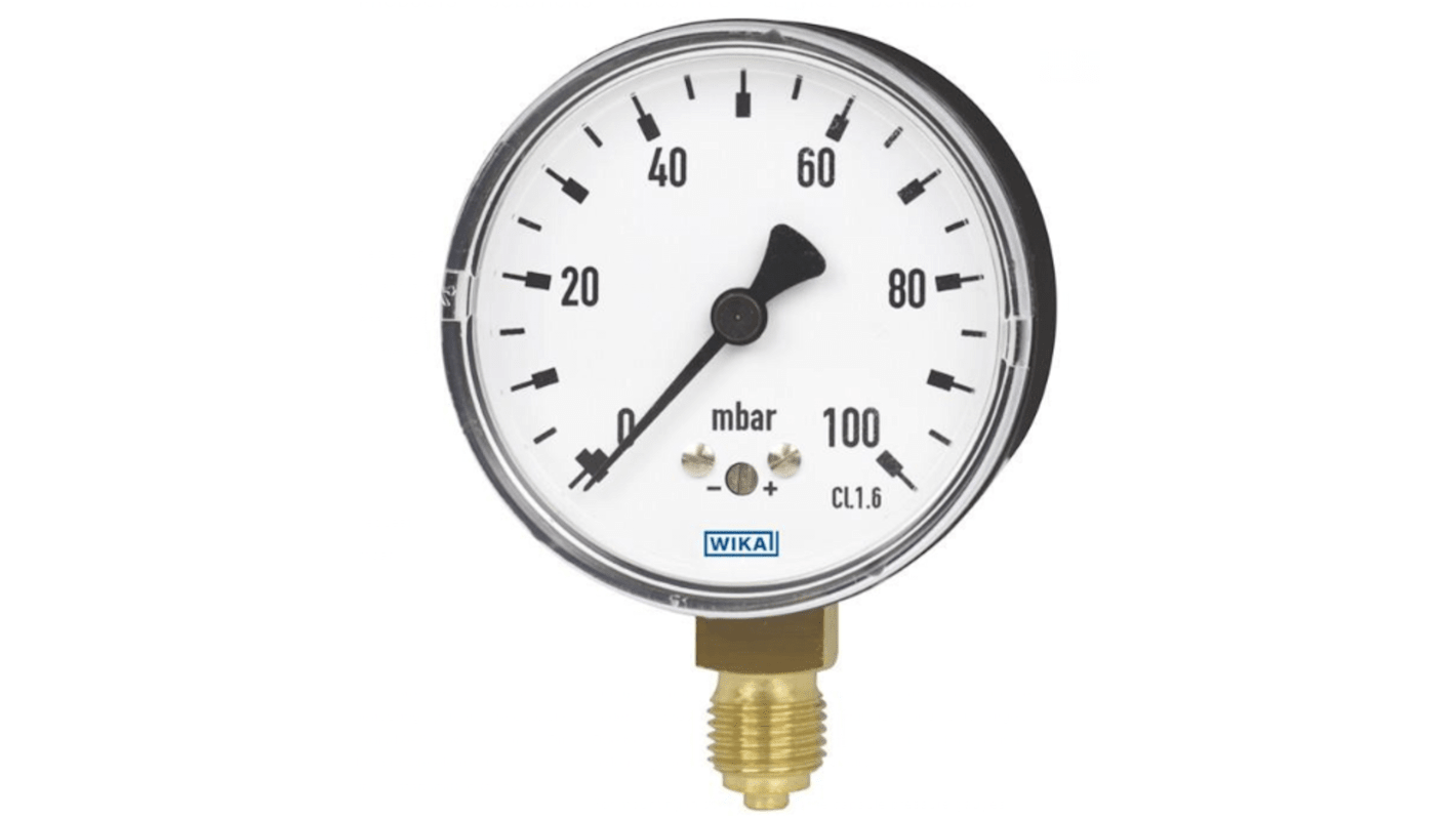 WIKA NPT 1/4 Analogue Pressure Gauge 400mbar Back Entry 63mm Outside Diameter