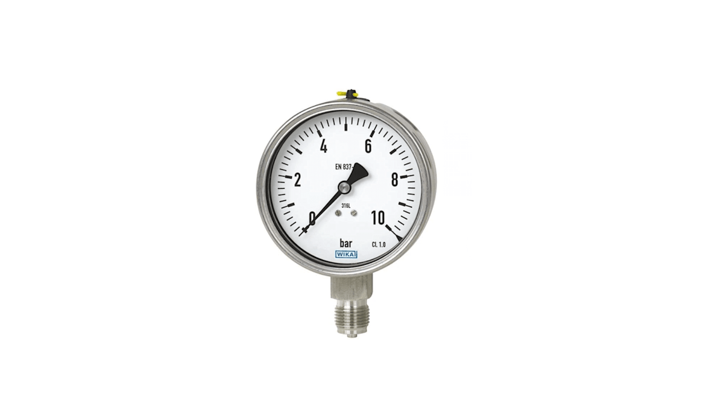 WIKA G 1/2 Analogue Pressure Gauge 1bar Bottom Entry 100mm Outside Diameter