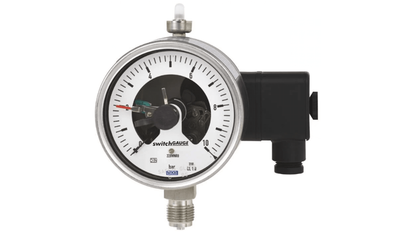 WIKA G 1/2 Analogue Pressure Gauge 15bar Bottom Entry, 48780933, -1bar min.