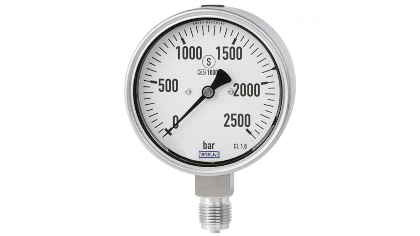 WIKA G 1/2 Analogue Pressure Gauge 2500bar Back Entry 100mm Outside Diameter