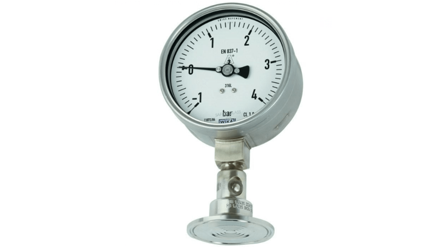 WIKA DN 50.8 Analogue Pressure Gauge 16bar Bottom Entry, 48790484, 0bar min.