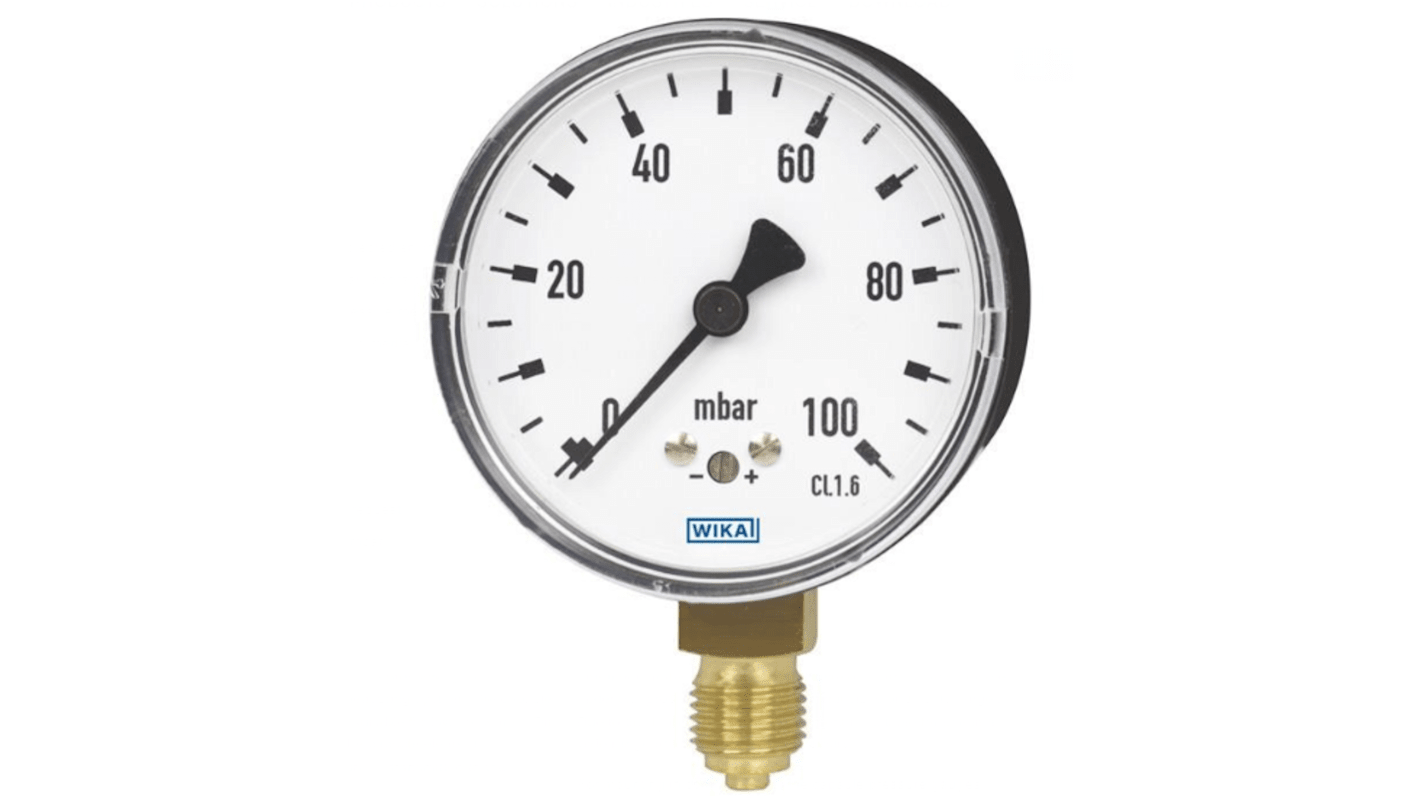 WIKA G 1/4 Analogue Pressure Gauge 400mbar Bottom Entry 63mm Outside Diameter
