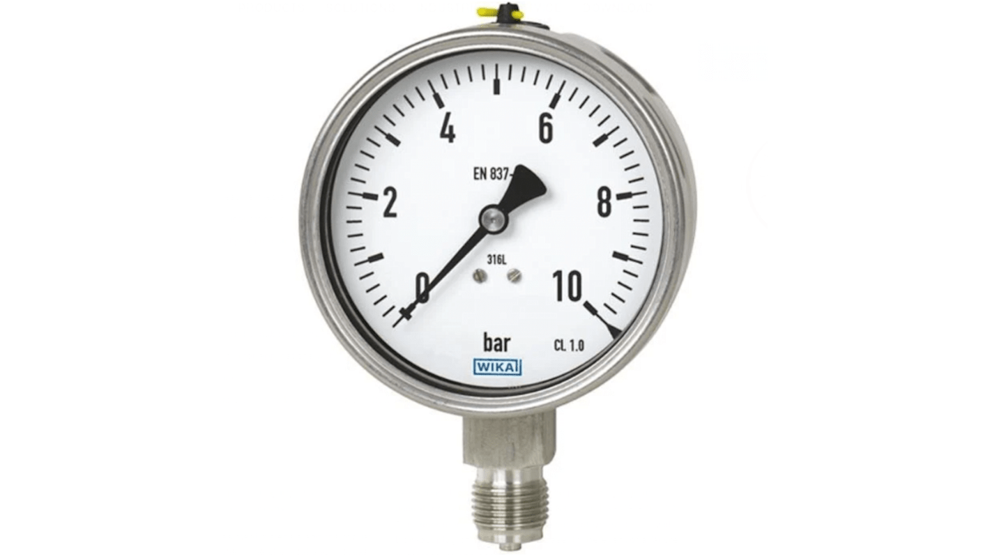 WIKA G 1/2 Analogue Pressure Gauge 16bar Bottom Entry 100mm Outside Diameter