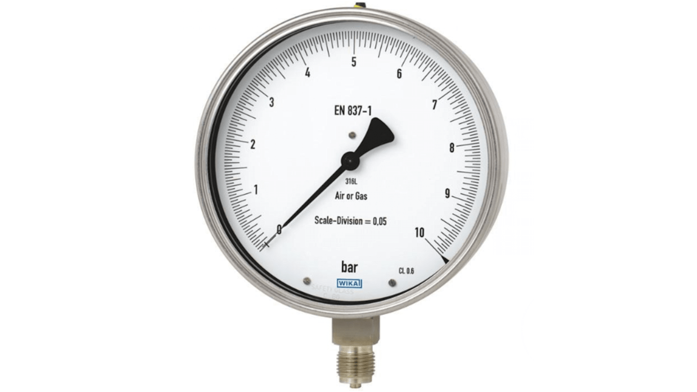 WIKA G 1/2 Analogue Pressure Gauge 2.5bar Back Entry 160mm Outside Diameter