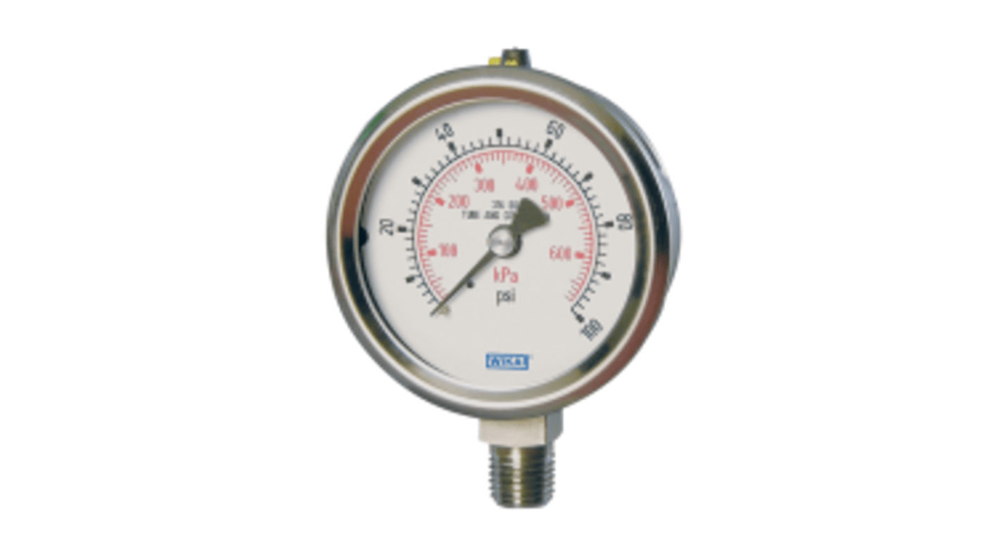 WIKA G 1/4 Analogue Pressure Gauge 40bar Back Entry 50mm Outside Diameter