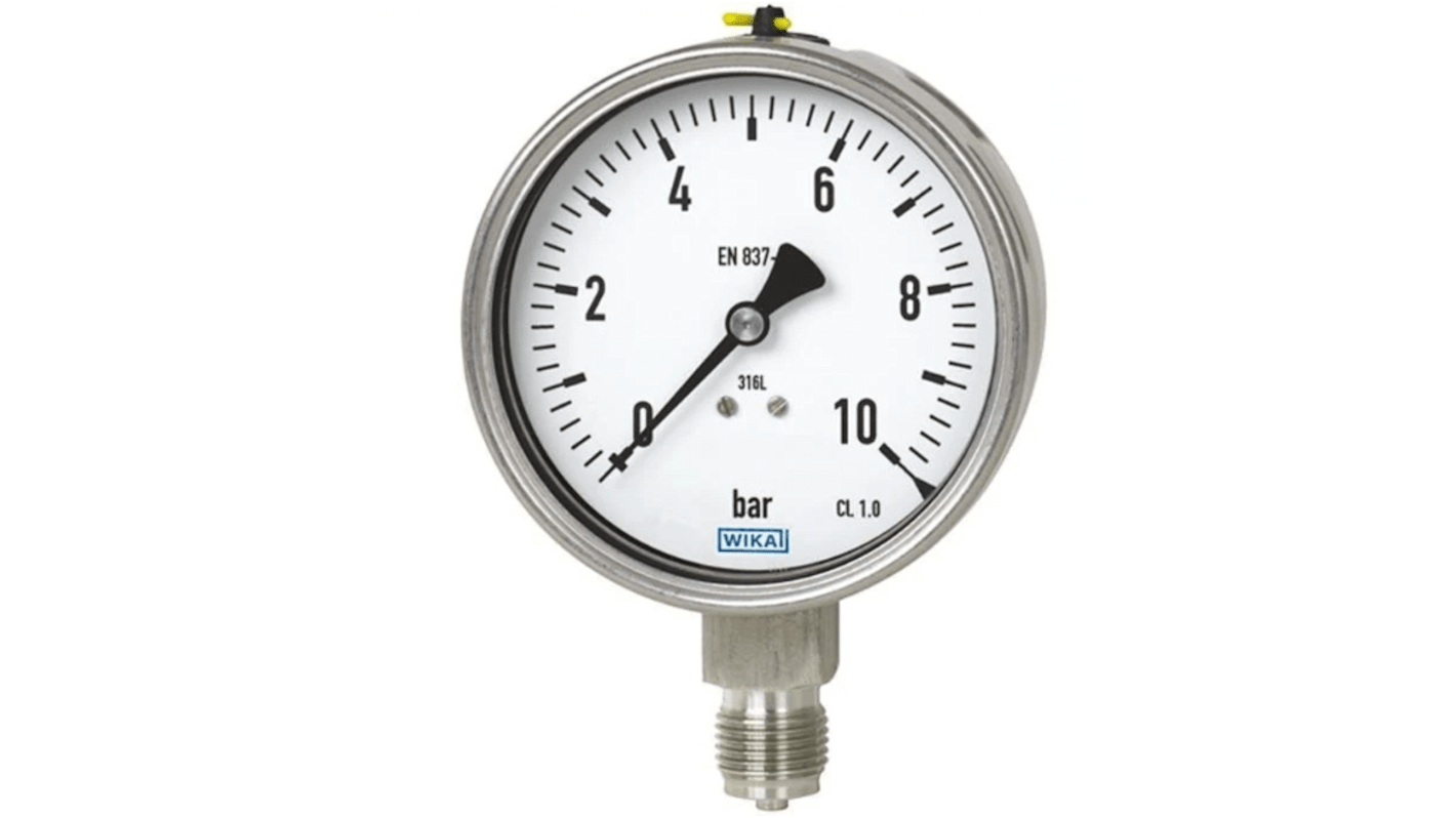 WIKA G 1/4 Analogue Pressure Gauge 2.5bar Bottom Entry 63mm Outside Diameter