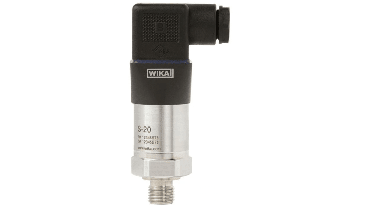 WIKA S-20 Series Gauge Pressure Sensor, 0bar Min, 1bar Max, Analogue Output, Gauge Reading