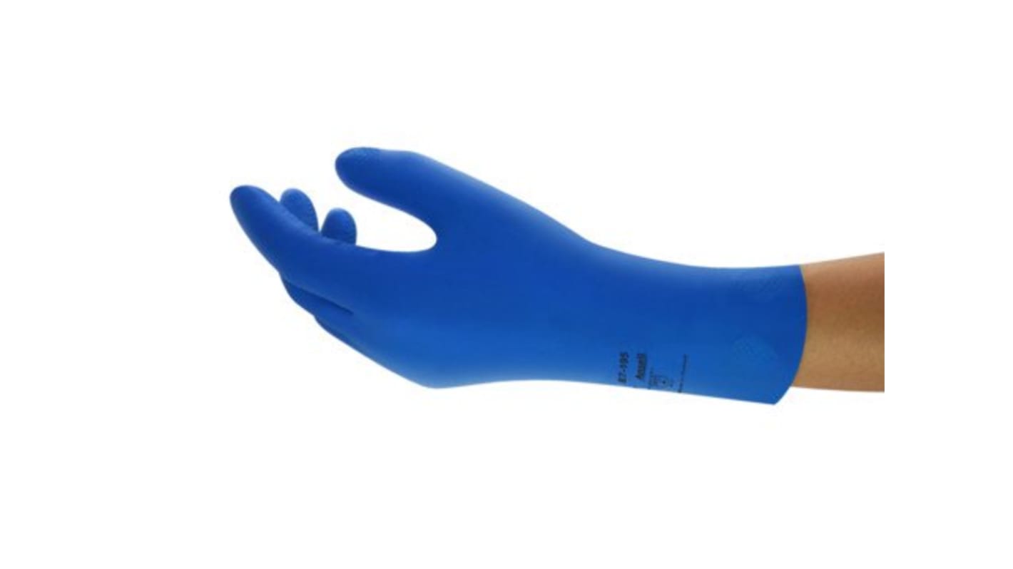 Guantes de trabajo de Látex Azul Ansell serie AlphaTec, talla 8, con recubrimiento de Látex, Sector alimentario