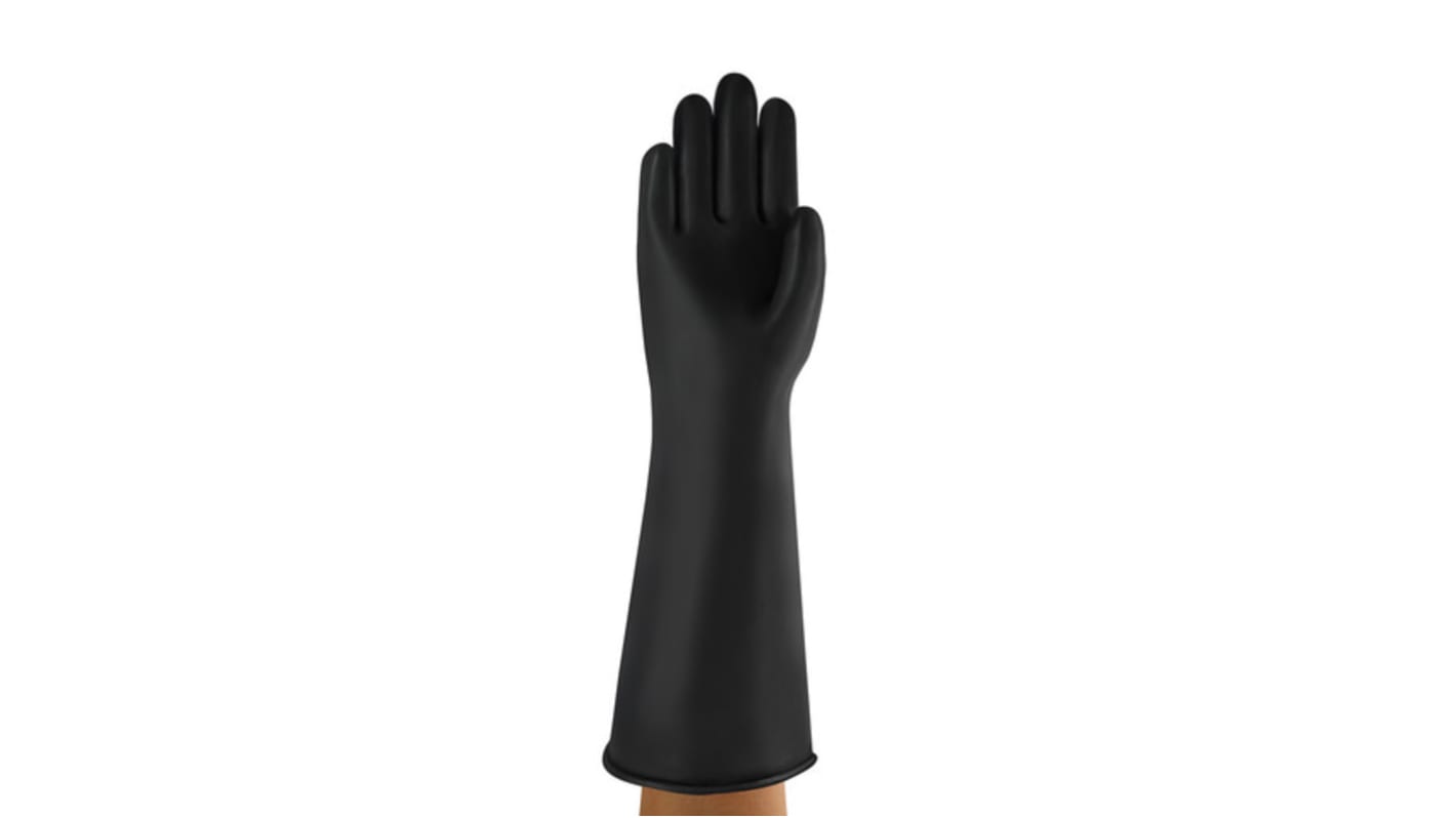 Guantes de trabajo de Látex Negro Ansell serie AlphaTec, talla 9, con recubrimiento de Látex, Resistente a sustancias