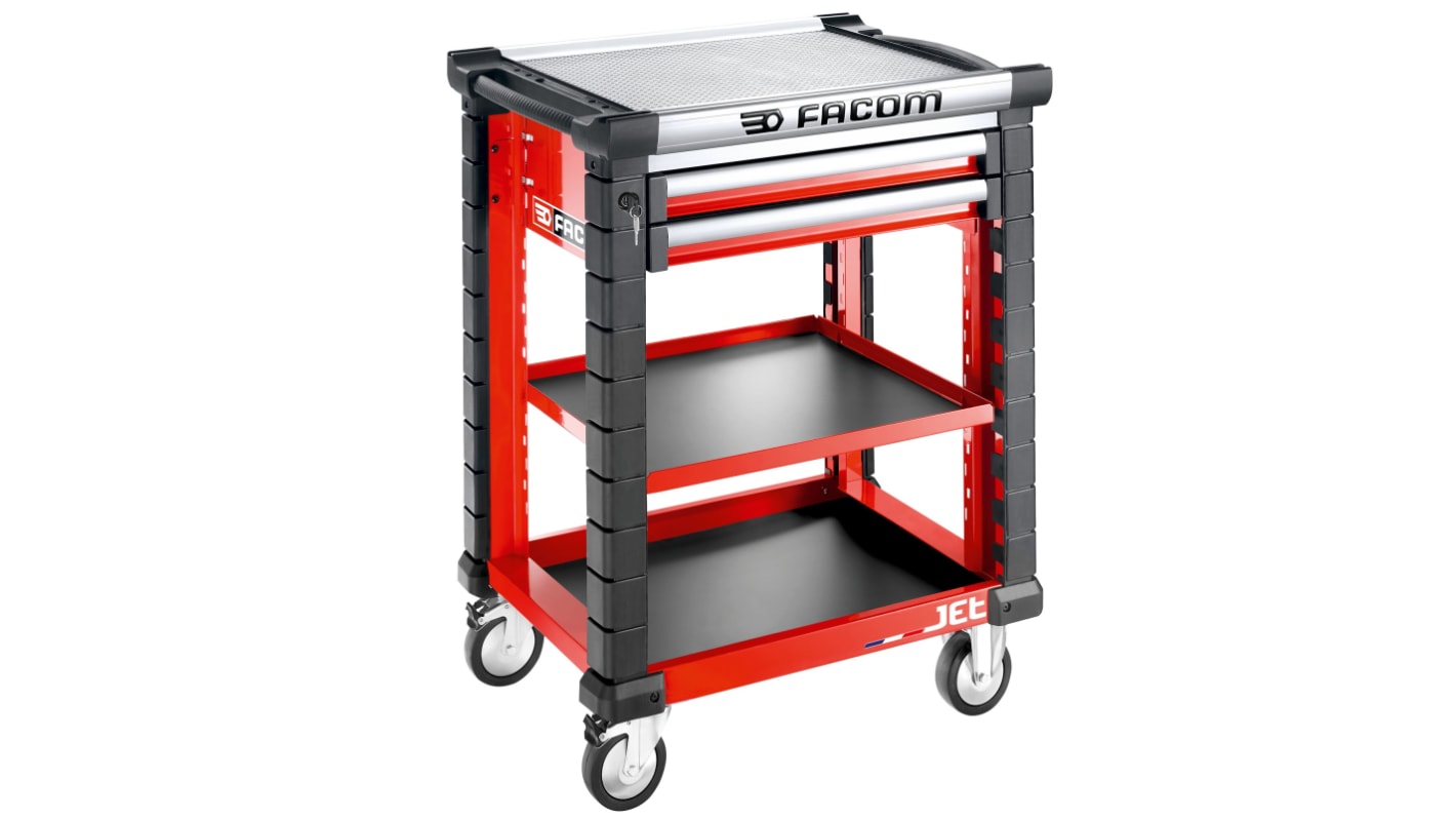 Facom 2 drawer Aluminium Wheeled Tool Trolley, 1.01m x 575mm x 814mm