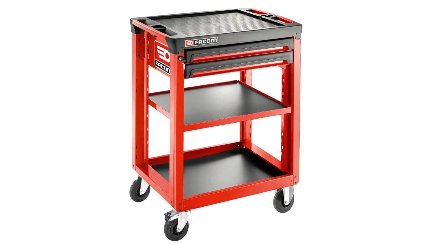 Facom 2 drawer Polypropylene with Fiber Wheeled Tool Trolley, 972mm x 515mm x 779mm