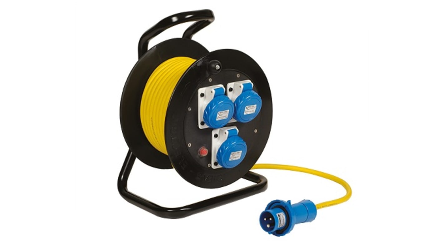 Avvolgicavo GIFAS 25m, 3 prese IEC, 230 V