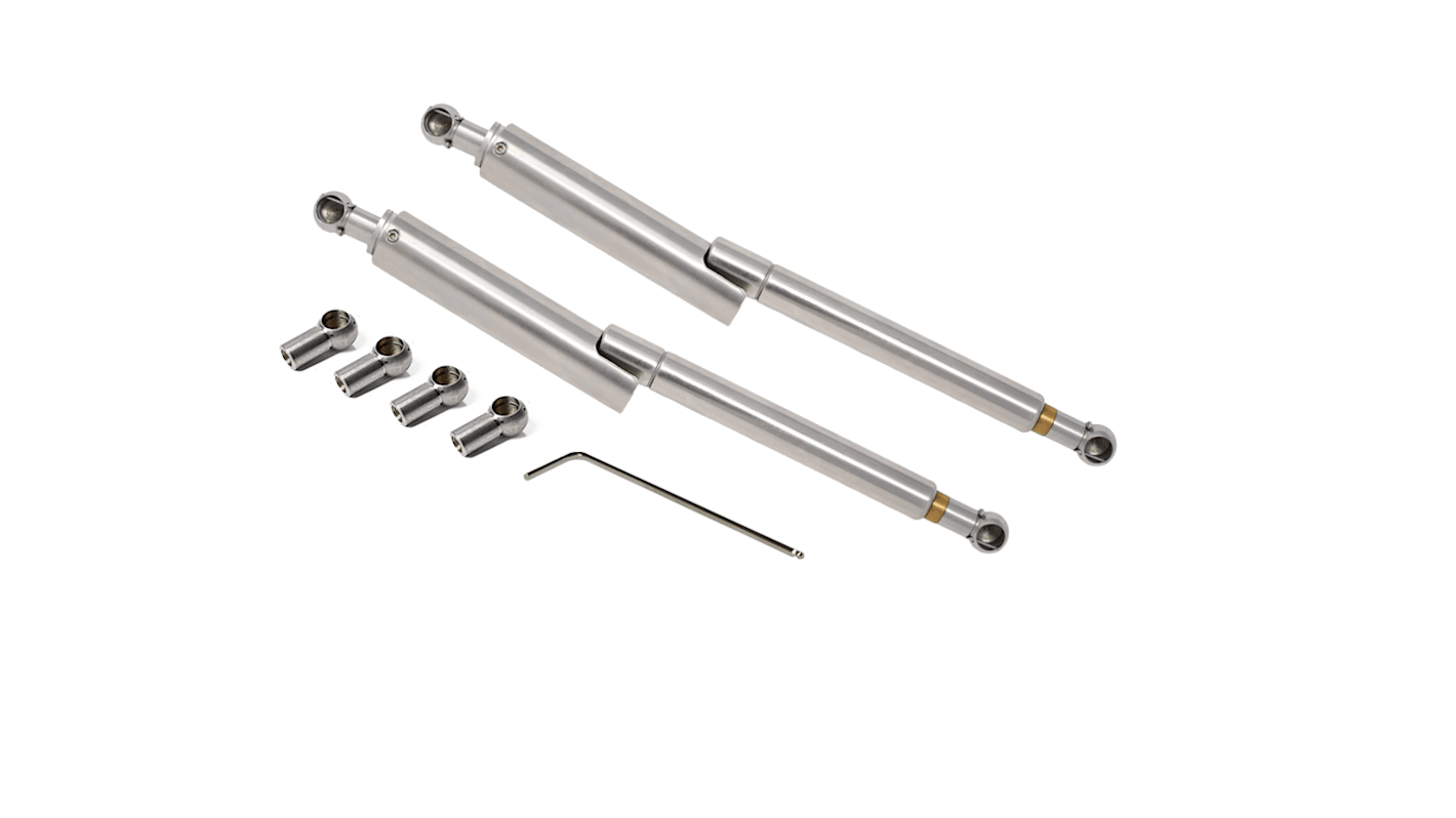 RS PRO Steel Gas Struts, with Ball & Socket Joint, 750.0mm Extended Length, 300.0mm Stroke Length