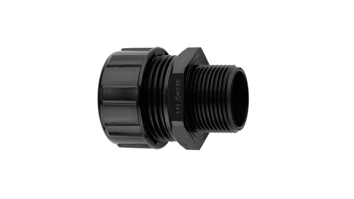 Racor para conducto Flexicon, Recto fijo de Nylon Gris, tamaño nom. 20mm, rosca M20mm