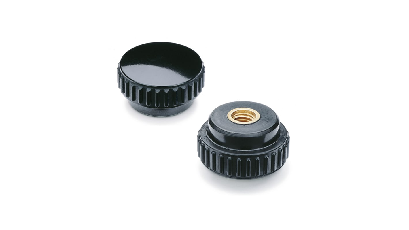 Elesa 2201 Black Duroplast Round Knob, M5, Blind Hole