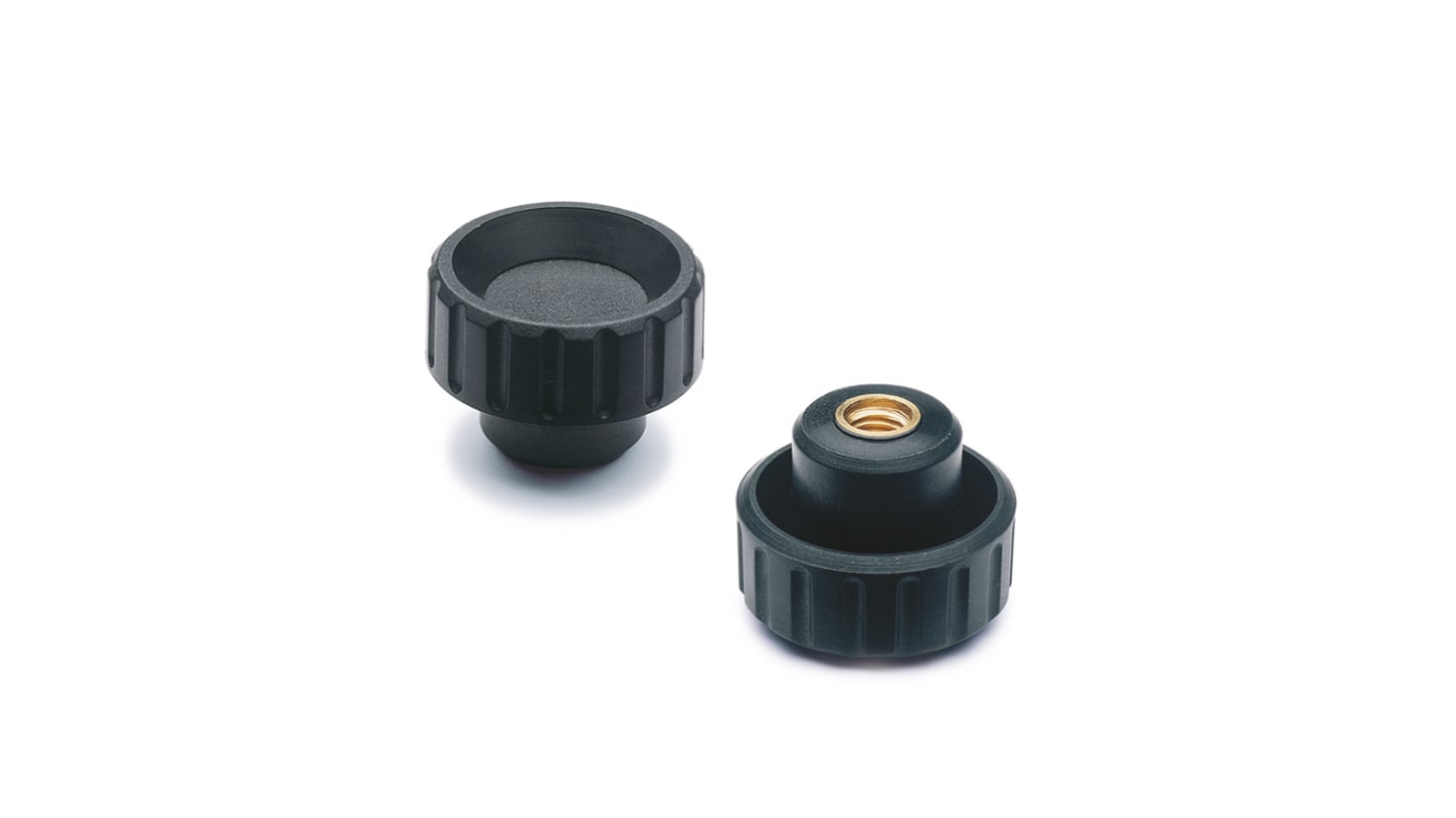 Elesa 6521 Black Polyamide Based Technopolymer Round Knob, M5, Blind Hole