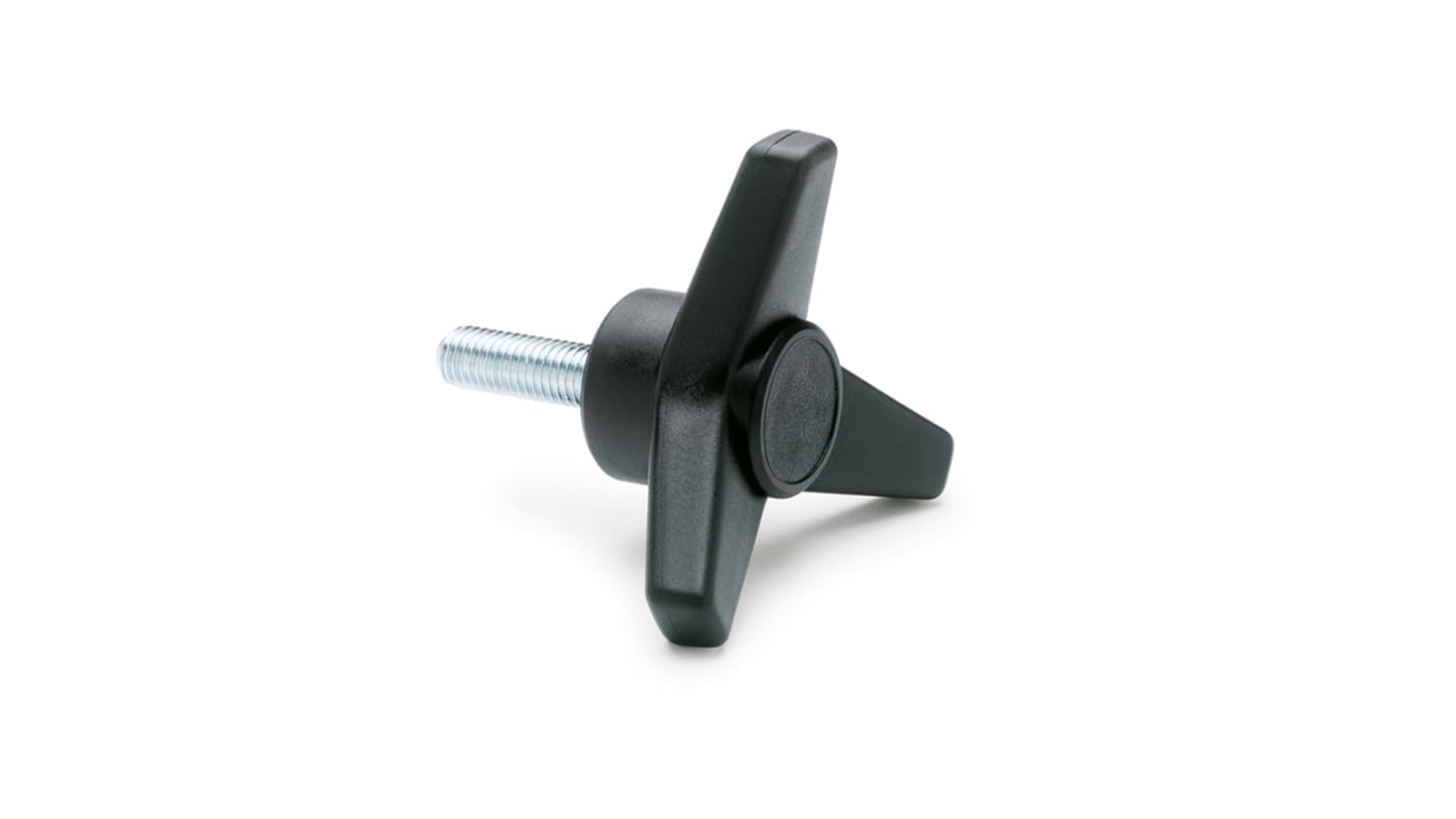 Elesa 65722 Black Glass Fibre Reinforced Polyamide Knob, M12 x 40, Threaded Stud