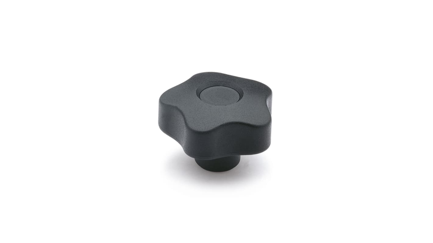 Elesa 69753-C9 Black Polypropylene Based Technopolymer Knob, M8, Threaded Through Hole