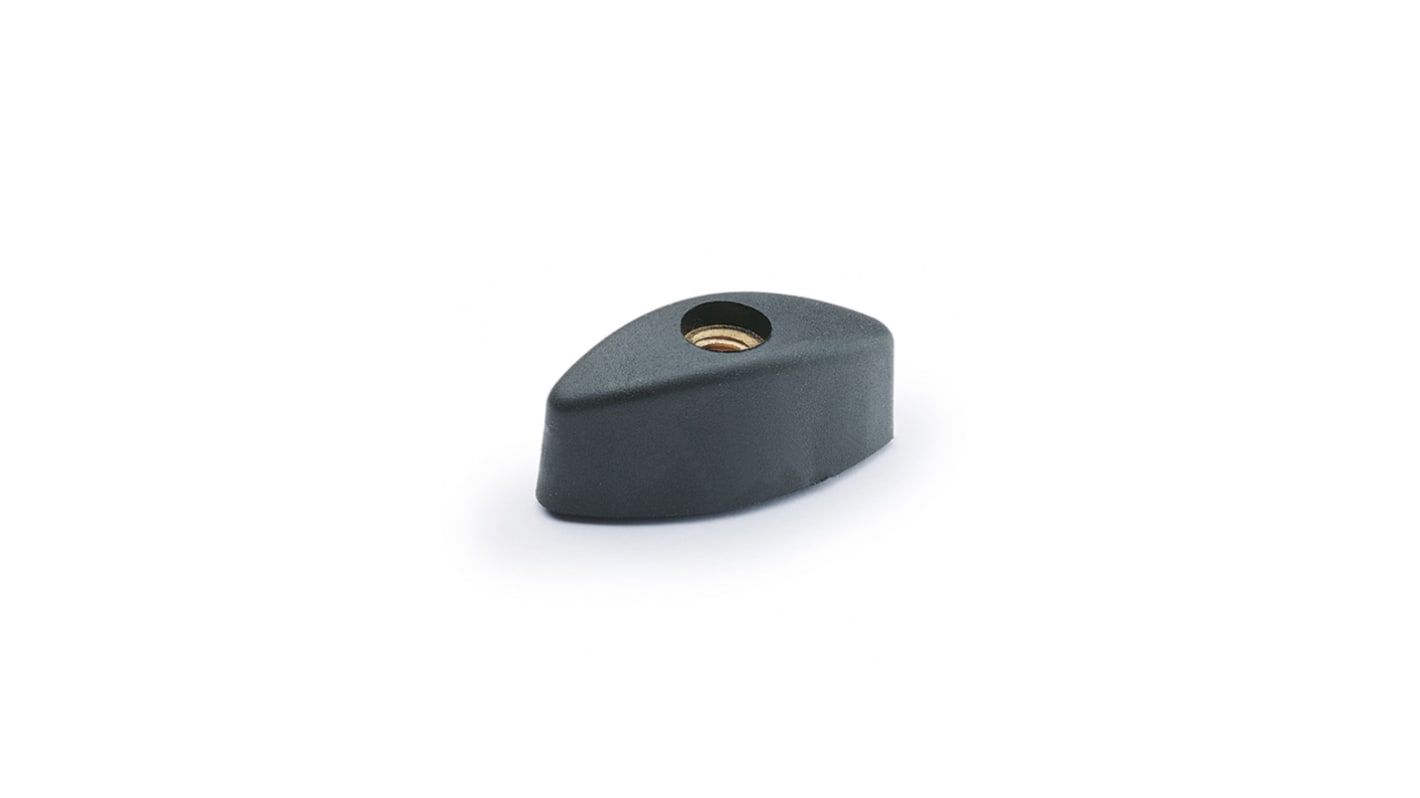 Elesa 8358 Black Glass Fibre Reinforced Polyamide Wing Knob, M6, Threaded Through Hole