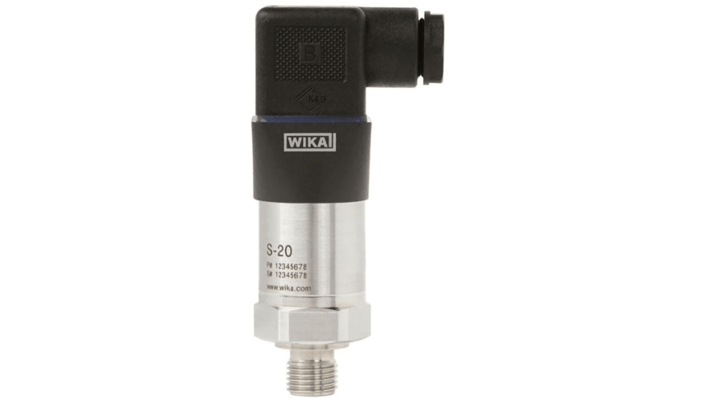 WIKA S-20 Series Gauge Pressure Sensor, 0bar Min, 0.4bar Max, Analogue Output, Gauge Reading