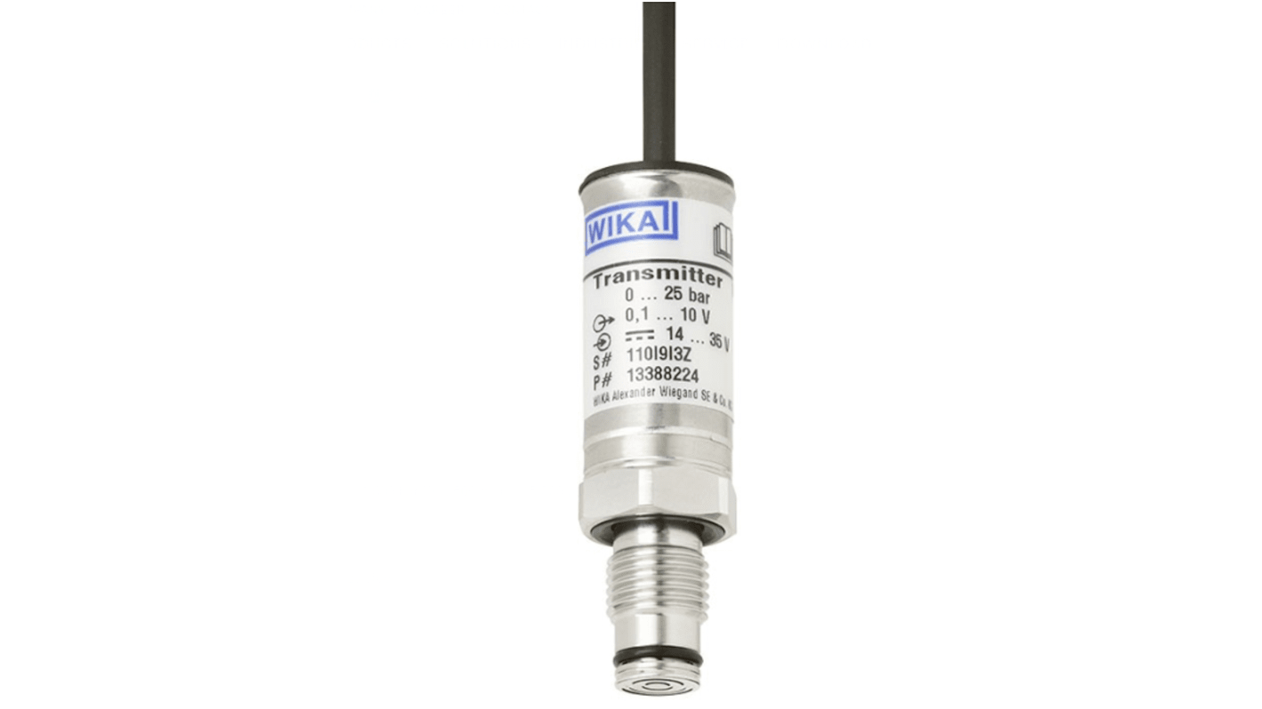 WIKA M-11 Series Pressure Sensor, 0bar Min, 250bar Max, 2 Wire, 4 → 20 mA Output, Gauge Reading