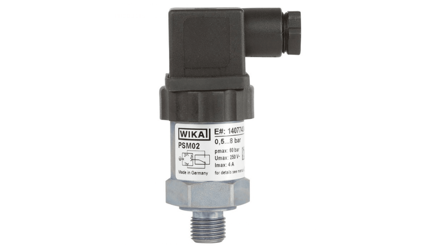 WIKA PSM02 Series Pressure Sensor, 20bar Min, 200bar Max, Transistor Output, Gauge Reading