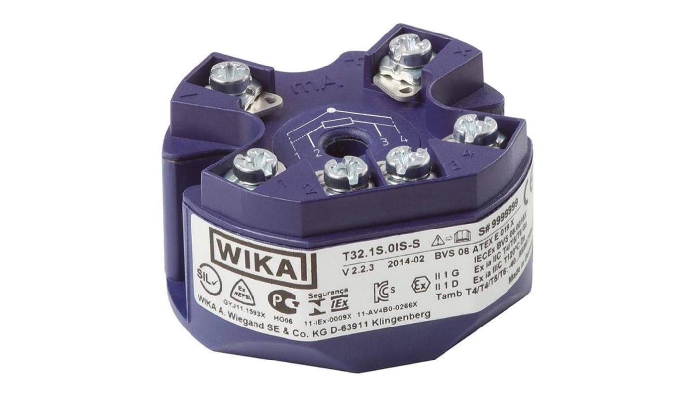 Transmisor de temperatura WIKA serie T32, rango temp: 0°C → 400°C, para PT100